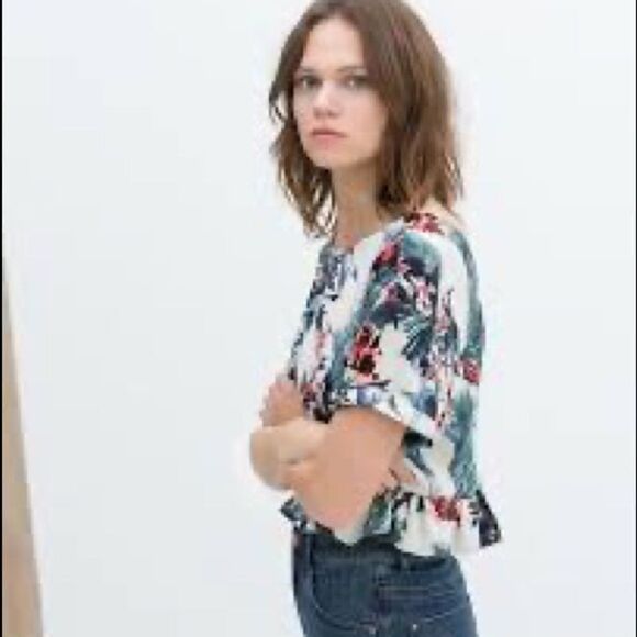 Zara Tropical print top size M - Picture 3 of 7